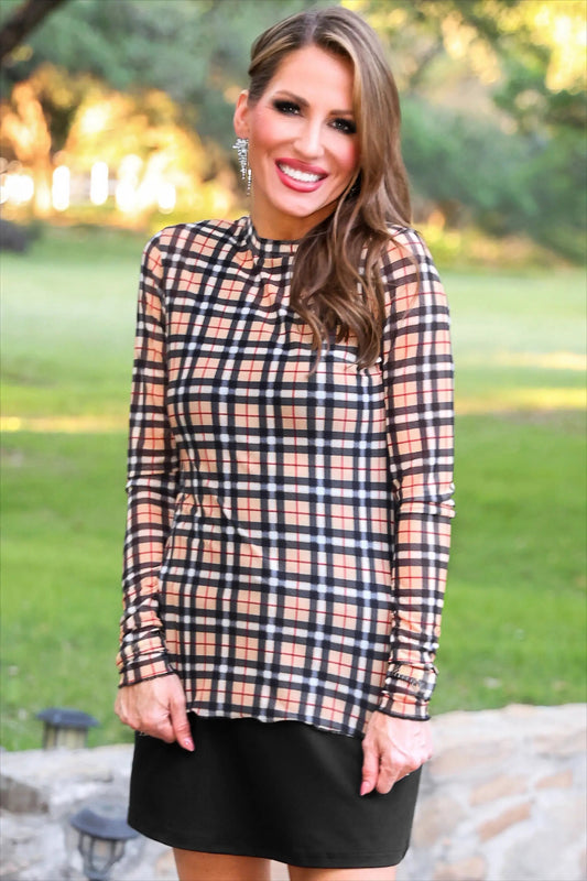 PREORDER- Kate Mesh Top- Nora Plaid by Jess Lea