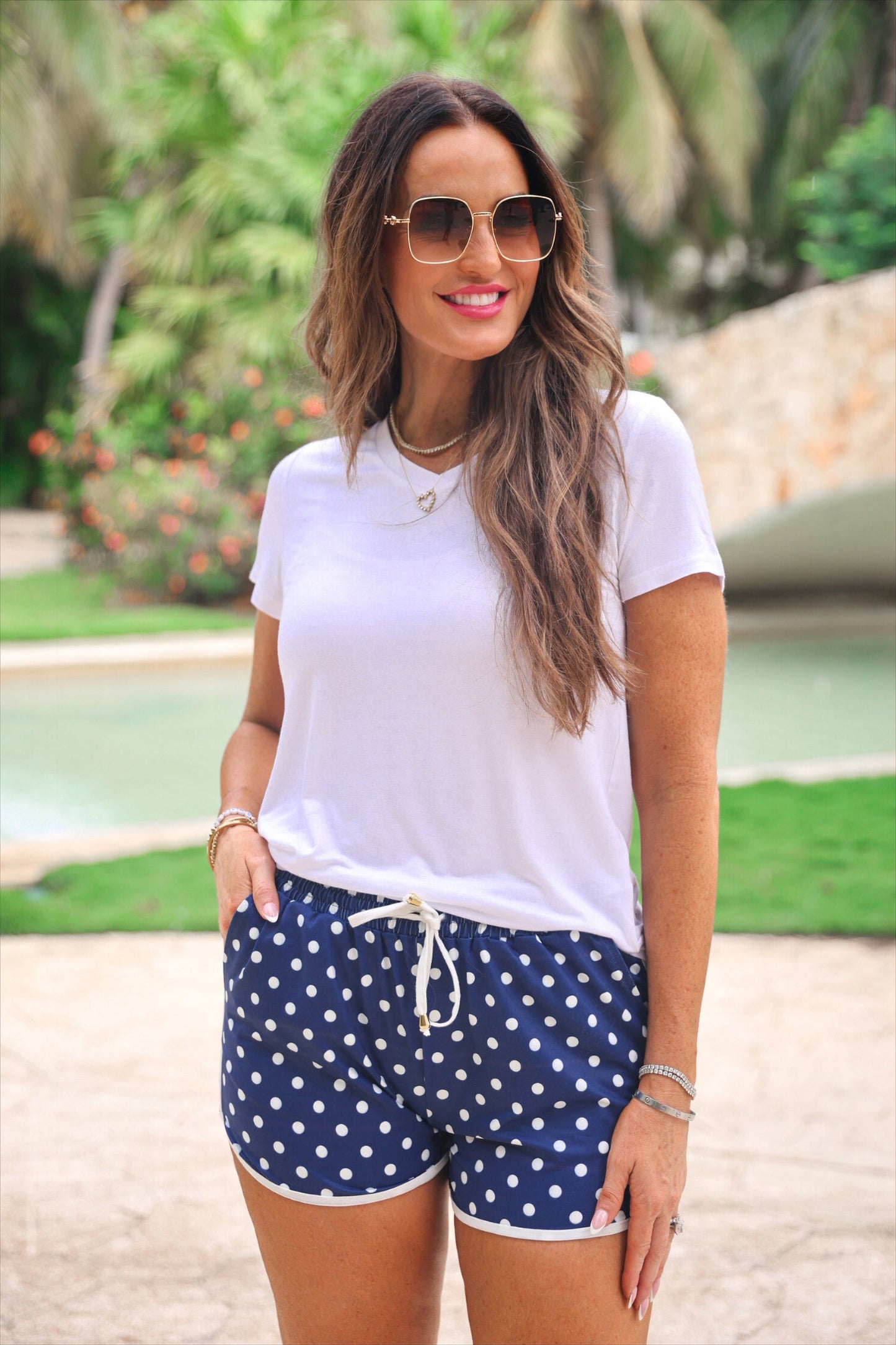 Navy Polka Dot Everyday Shorts