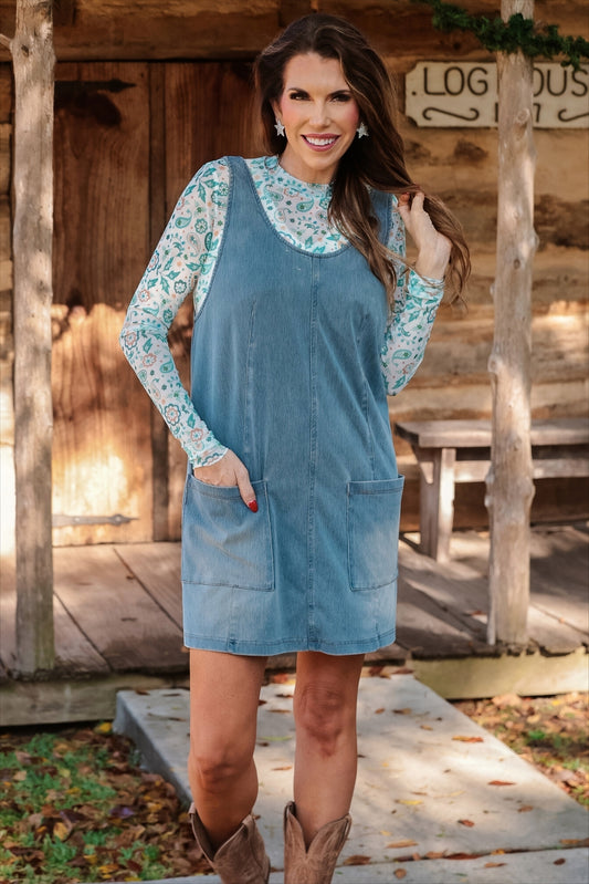 Meadow Refined Denim Jumper Dress by Jess Lea