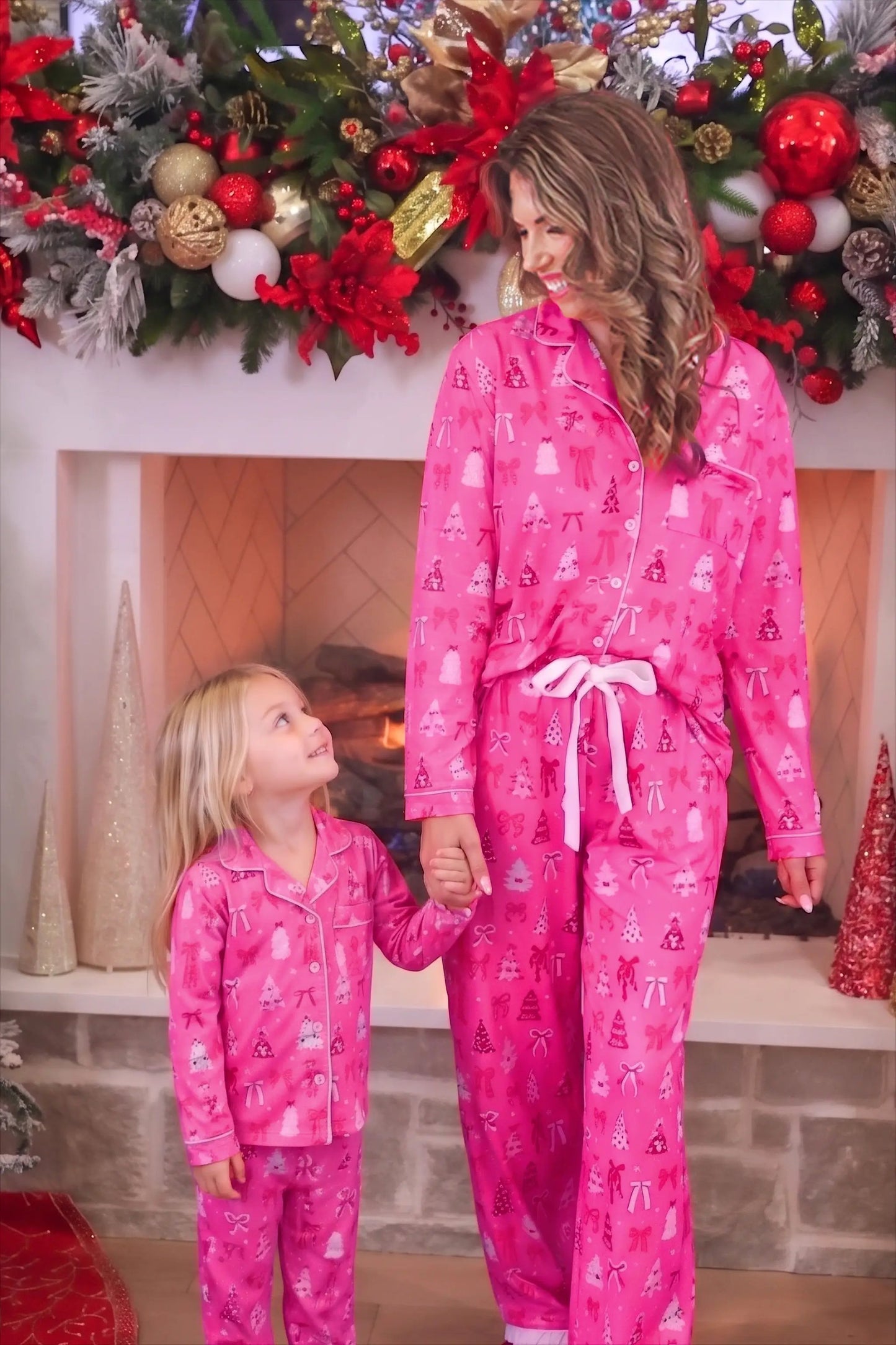 PREORDER- Pretty Pink Christmas Girls Ruffle Pajama Set by Jess Lea