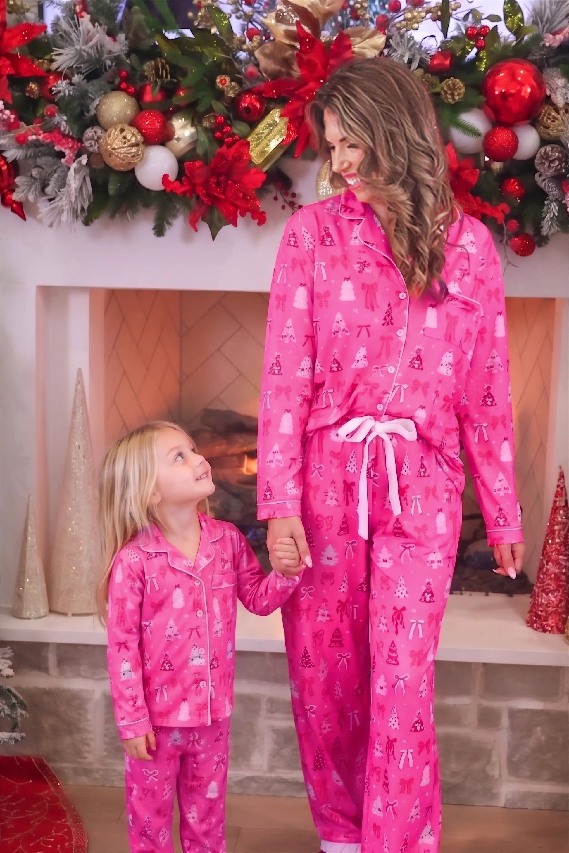 PREORDER- Pretty Pink Christmas Girls Ruffle Pajama Set by Jess Lea