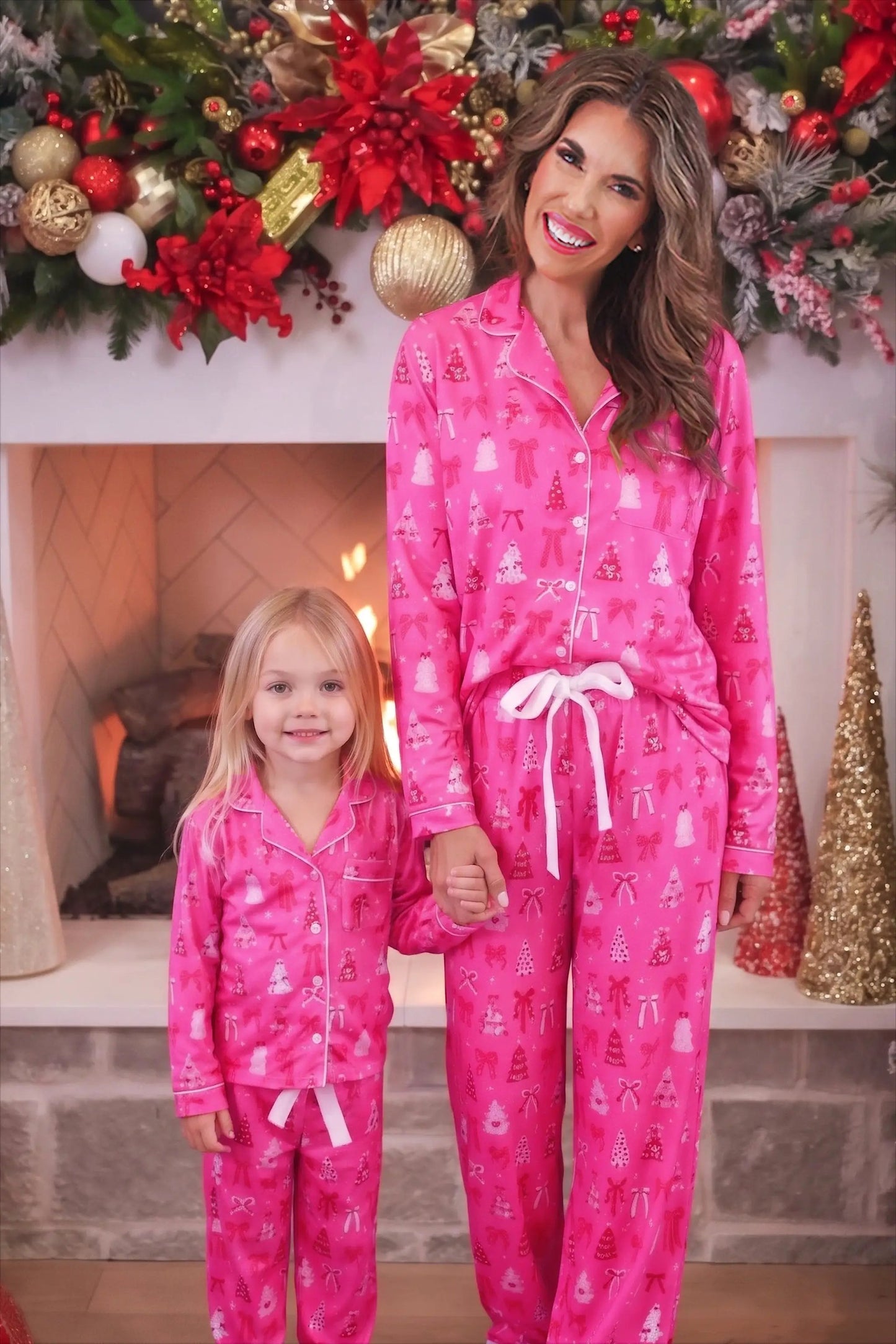 PREORDER- Pretty Pink Christmas Girls Ruffle Pajama Set by Jess Lea
