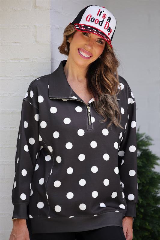 PREORDER- Everyday Pullover- After Dark Polka Dot by Jess Lea