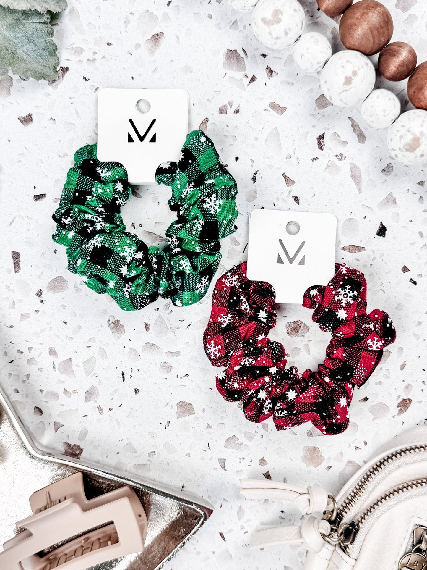 IN STOCK Plaid Snowflake Scrunchie FINAL SALE