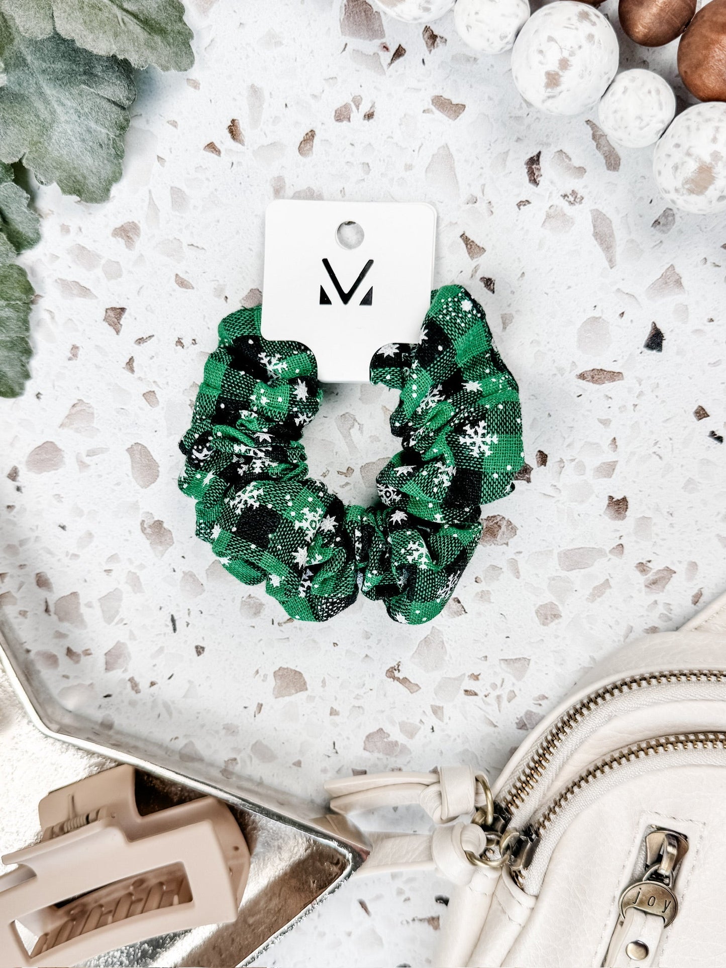 IN STOCK Plaid Snowflake Scrunchie FINAL SALE