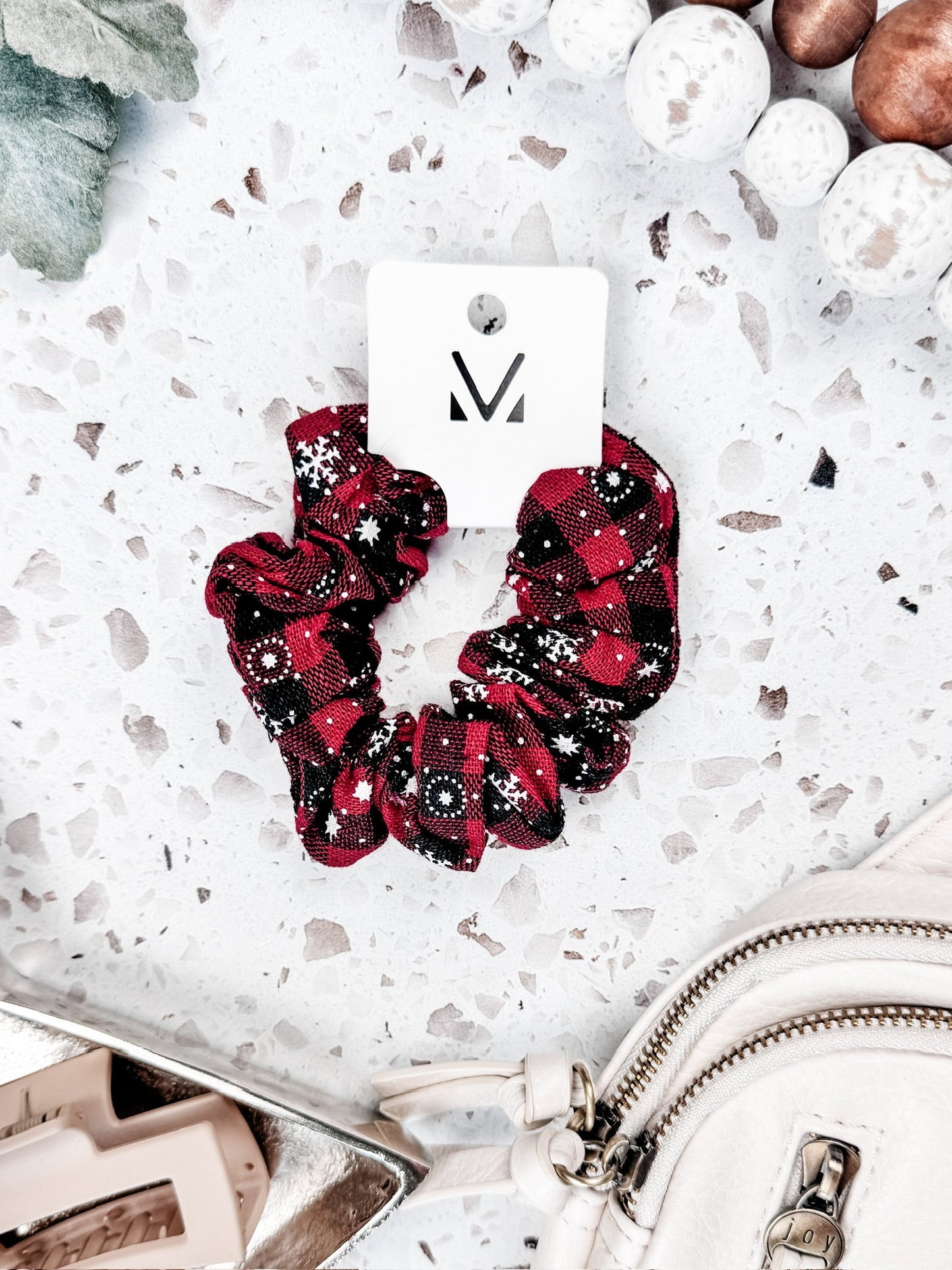 IN STOCK Plaid Snowflake Scrunchie FINAL SALE