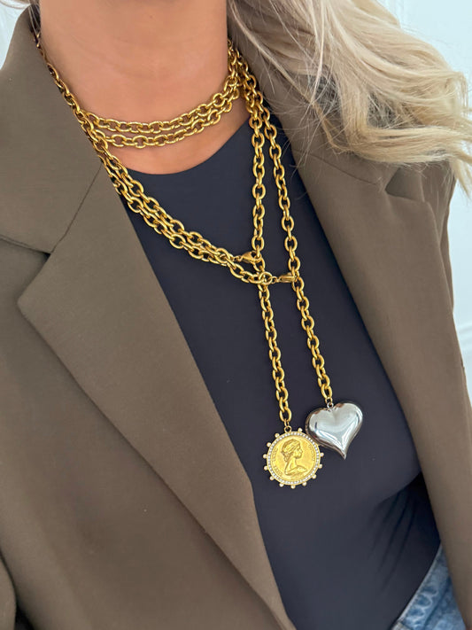 TWO TONED HEART NECKLACE by Chansuttpearls
