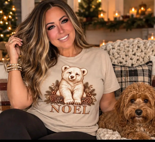 Beary Noel Unisex Short Sleeve T Shirt Premium Combed Cotton Slim Fit by Knitted Grace Boutique