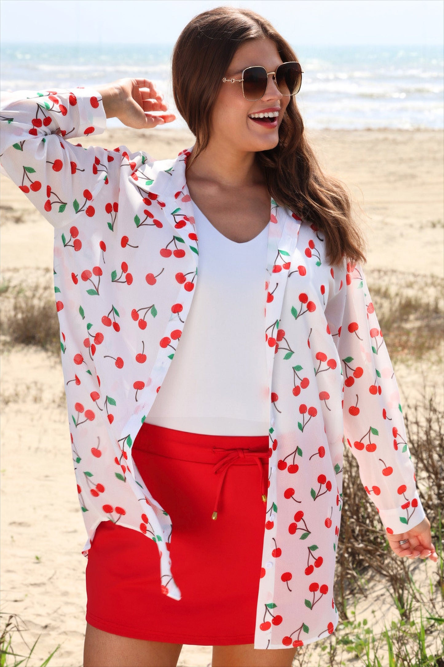 Breezy Tunic Top- Cherry Pop