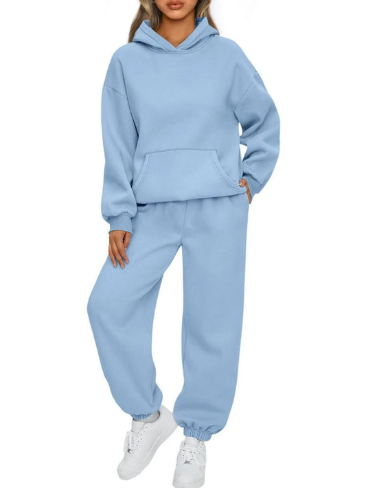 Ladies' Light Blue Ligthweight Two-Piece Lounge Set (with or without print)
