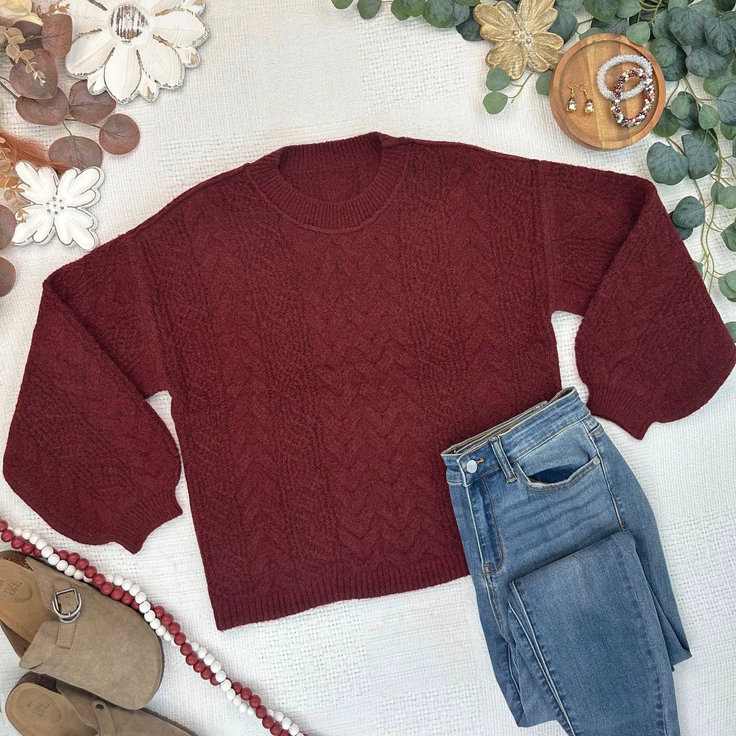 IN STOCK Dakota Sweater - Burgundy by Michelle Mae