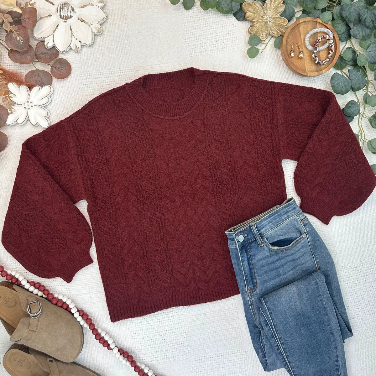 IN STOCK Dakota Sweater - Burgundy by Michelle Mae