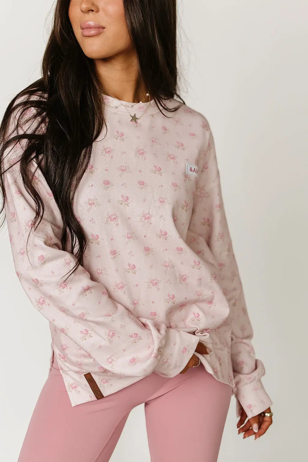 University SideSlit Pullover - Tea Rose by Ampersand Avenue