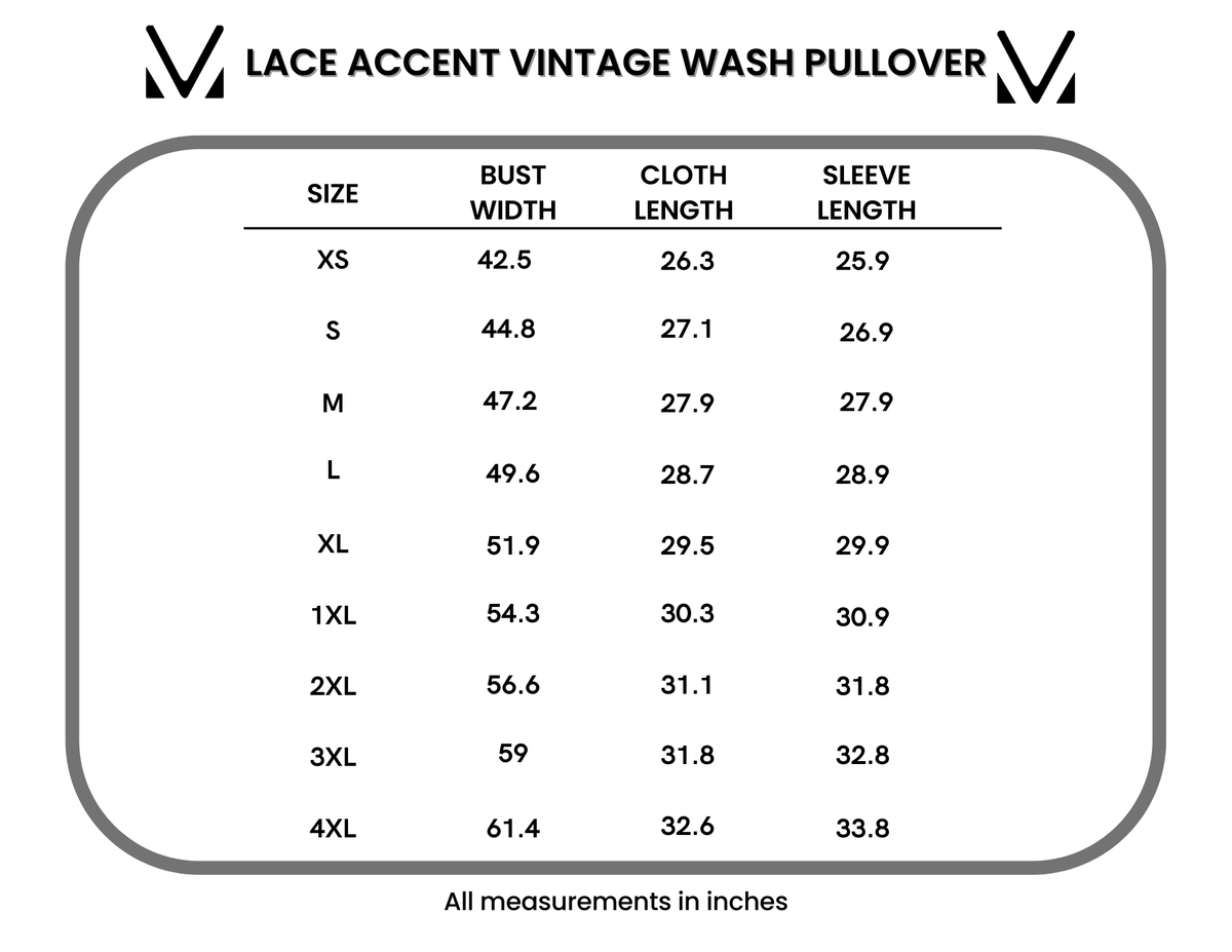 IN STOCK Lace Accent Vintage Wash Pullover - Brown by Michelle Mae