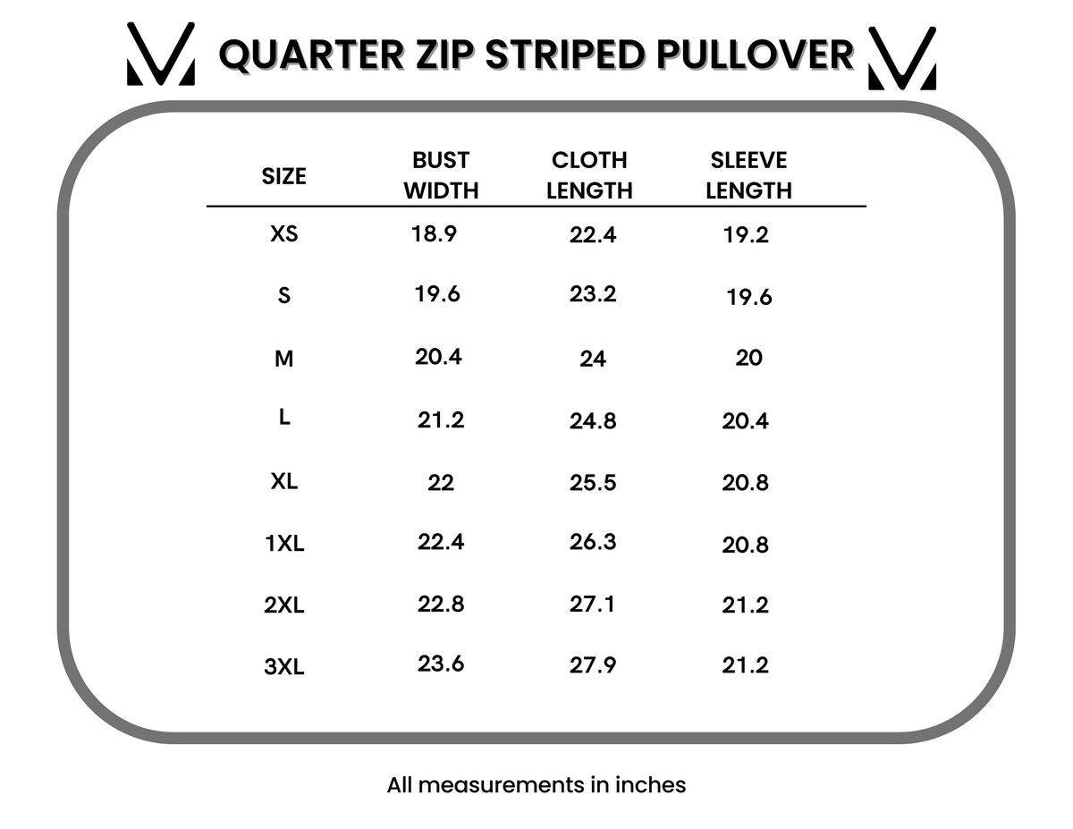 IN STOCK Quarter Zip Striped Pullover - Black and White by Michelle Mae