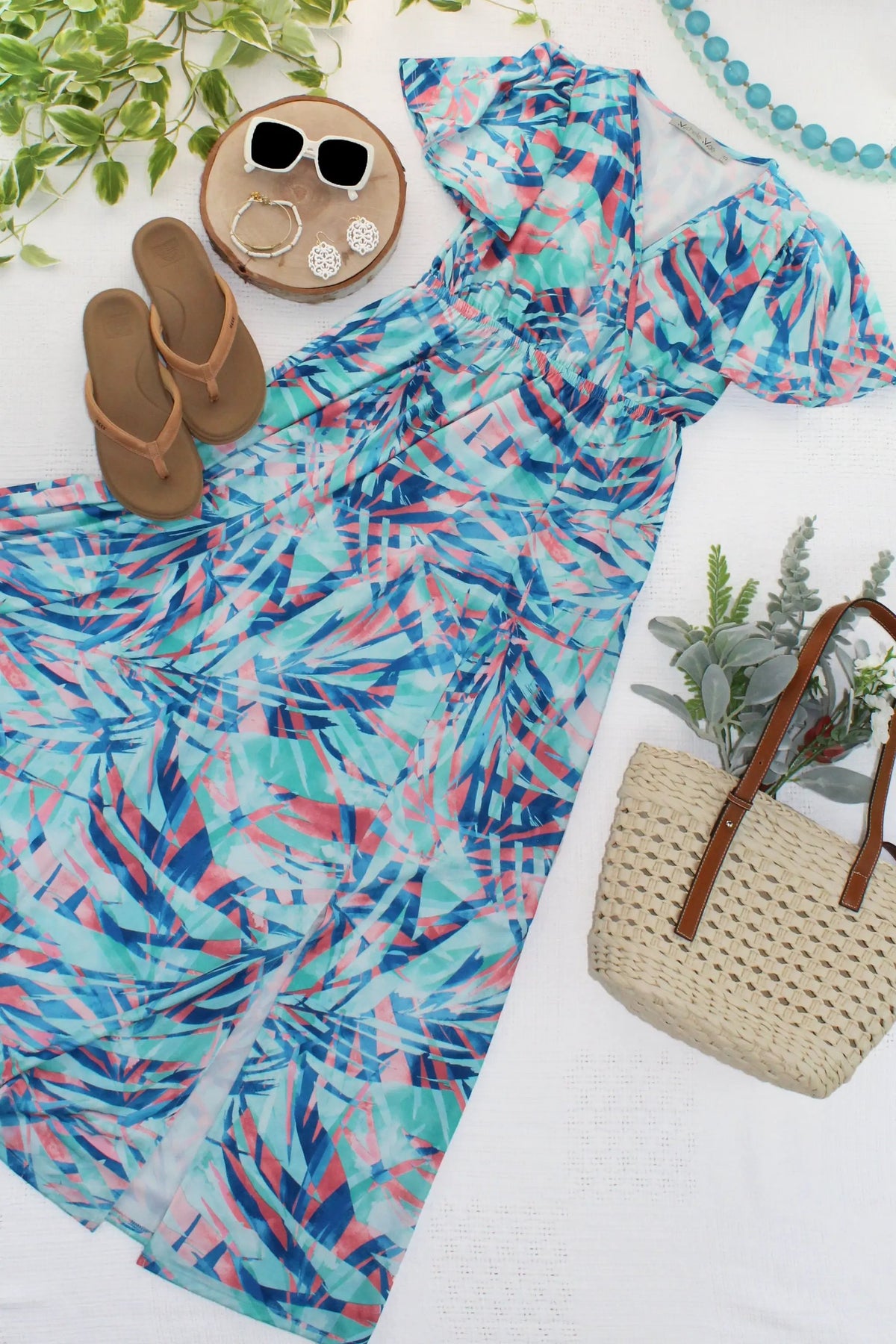 IN STOCK Millie Maxi Dress - Abstract Aqua Breeze FINAL SALE by Michelle Mae