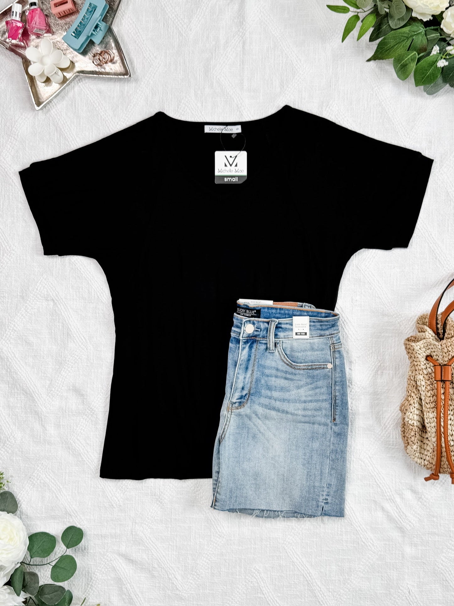 IN STOCK Bamboo V Neck Tee - Black