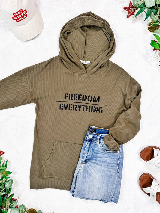 IN STOCK Corrine Embroidered Hoodie - Freedom Over Everything FINAL SALE by Michelle Mae