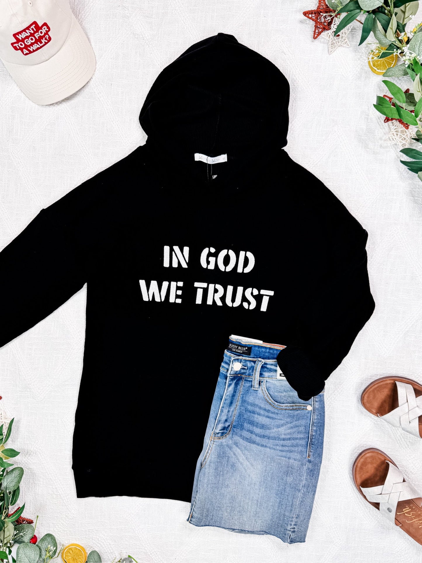 IN STOCK Corrine Embroidered Hoodie - In God We Trust