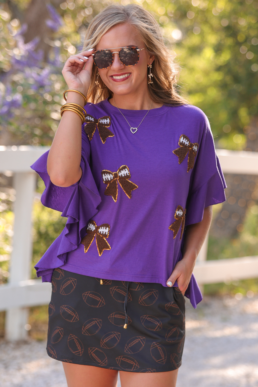 PREORDER- Sideline Sparkle Ruffle Top- Purple by Jess Lea