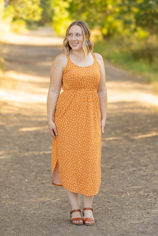 IN STOCK Reagan Ribbed Midi Dress - Pumpkin Floral FINAL SALE