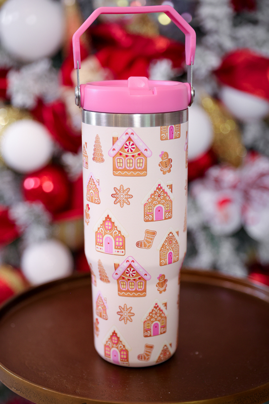 Gingerbread Wonderland Christmas Travel Tumbler