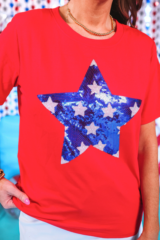 Stars And Sparklers Sequin Top, Red by Jess Lea