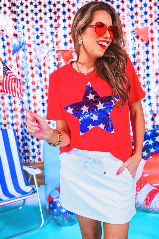Stars And Sparklers Sequin Top, Red by Jess Lea