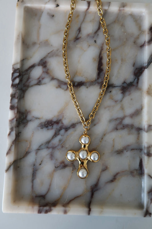 ADA CROSS NECKLACE by Chansuttpearls