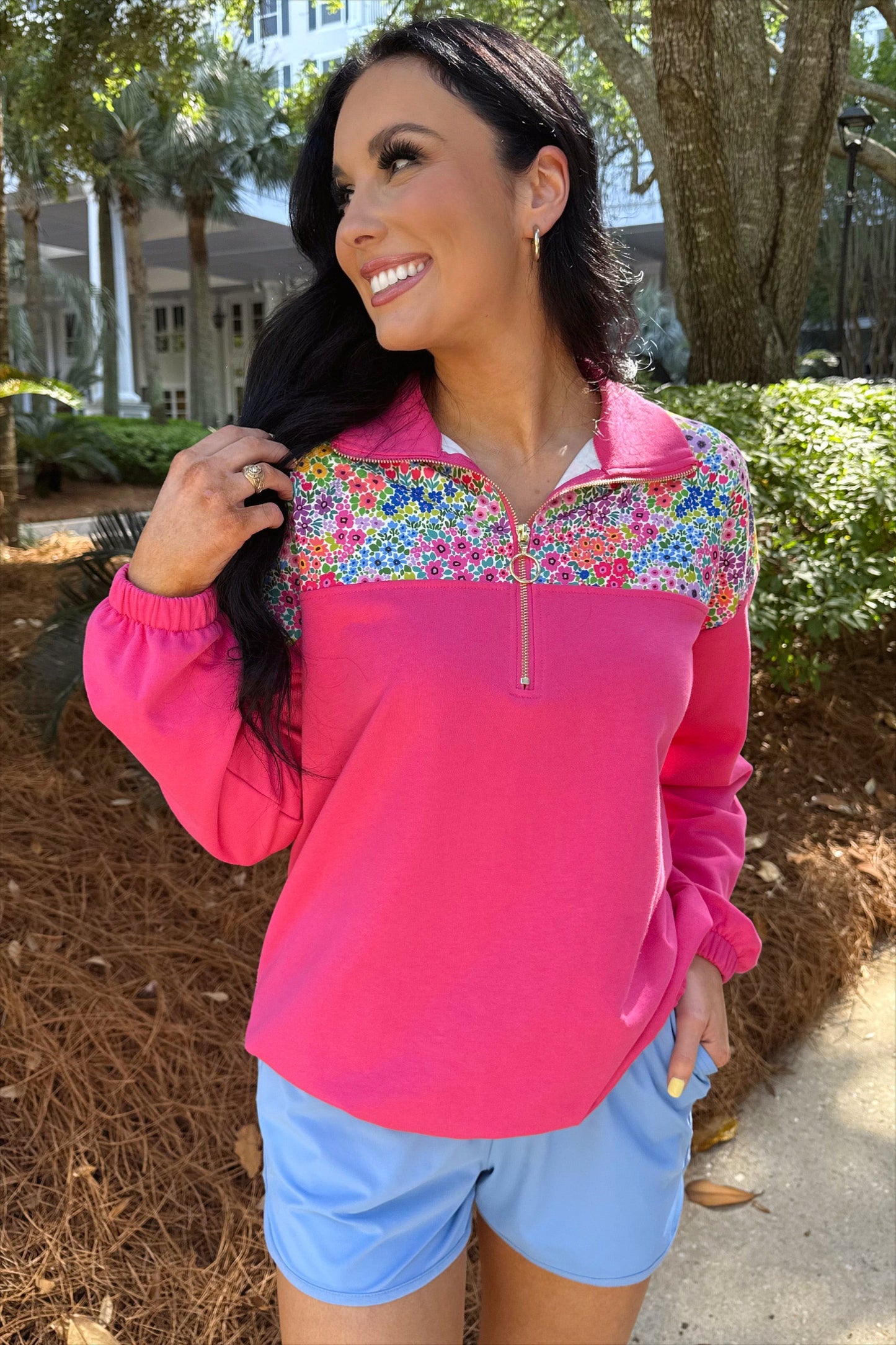Mia Printed Pullover- Falling for Florals