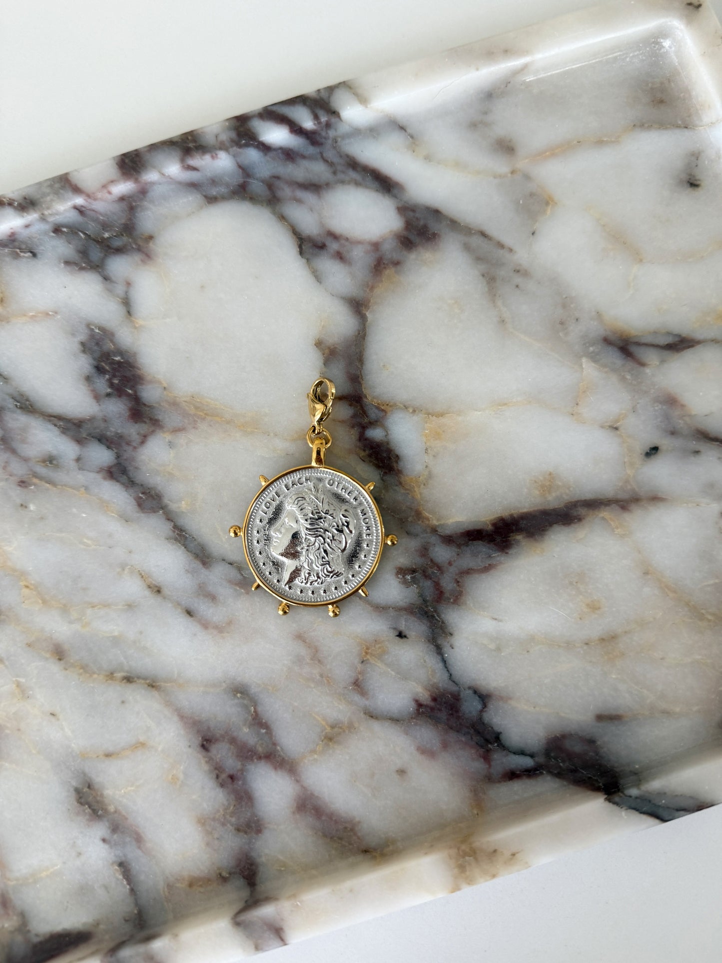 TWO TONED COIN PENDANT by Chansuttpearls