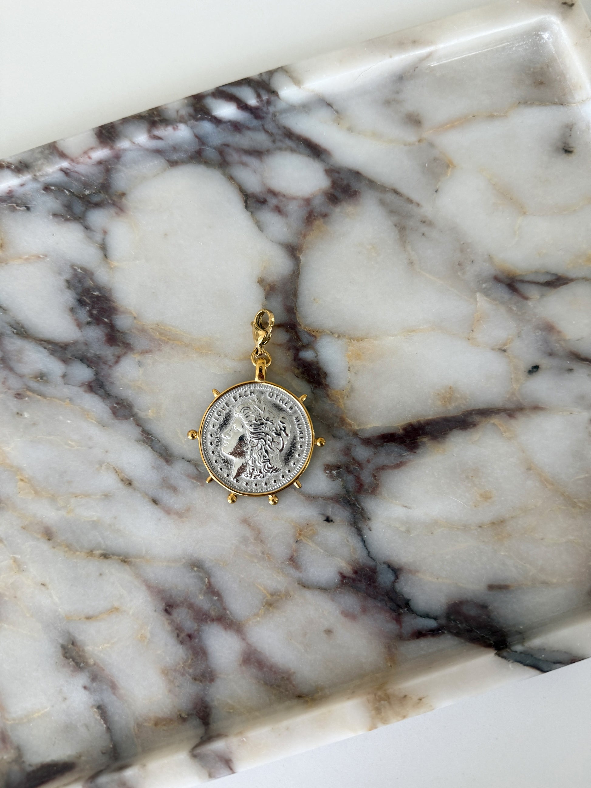TWO TONED COIN PENDANT by Chansuttpearls