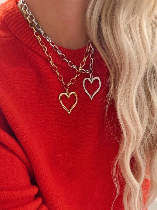 LARGE OPEN HEART NECKLACE by Chansuttpearls