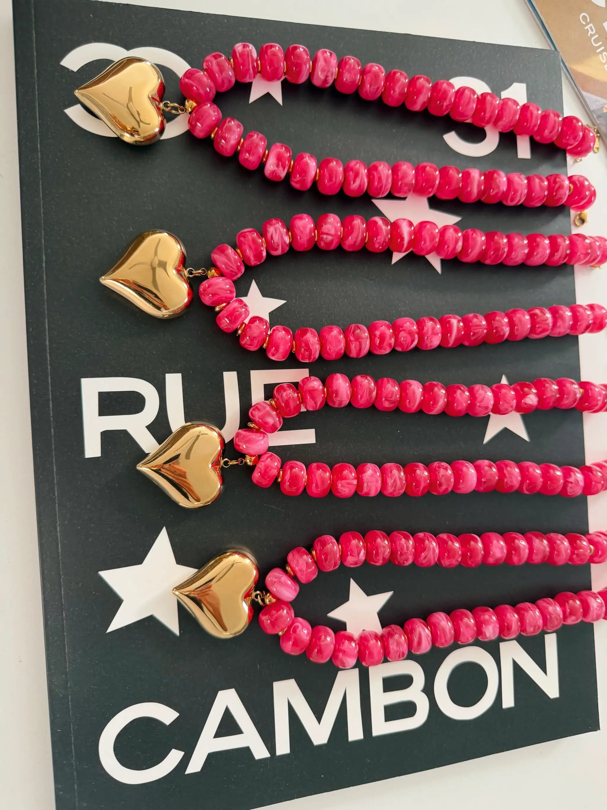 PINK HEART NECKLACE by Chansuttpearls