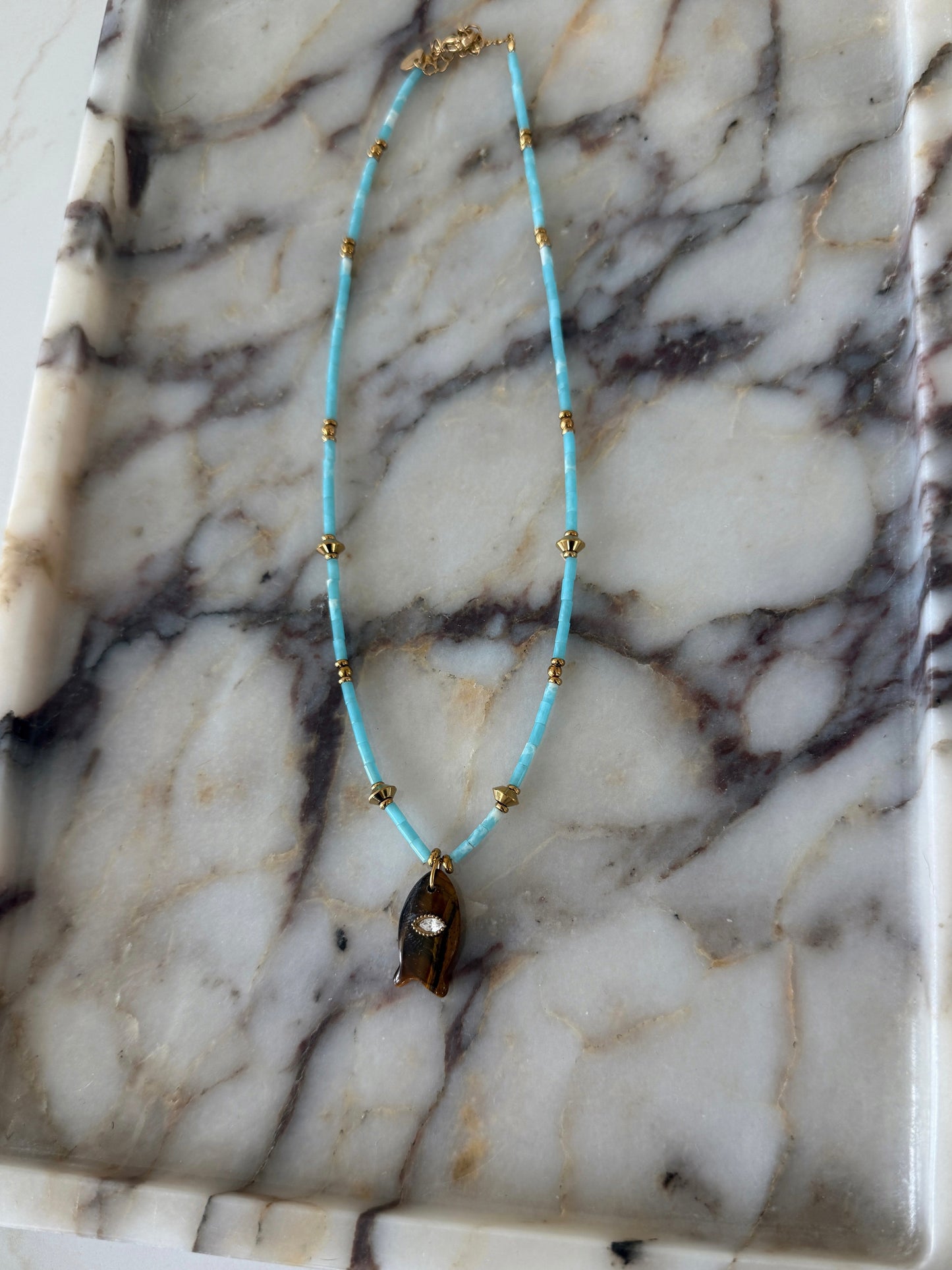 Sloane Necklace Brown Fish Water Resistant Adjustable 15 To 17 Inches