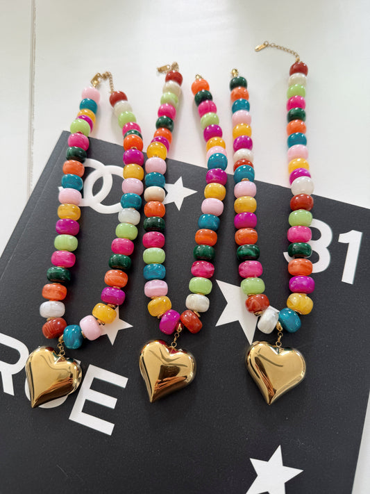 COLORFUL HEART NECKLACE by Chansuttpearls