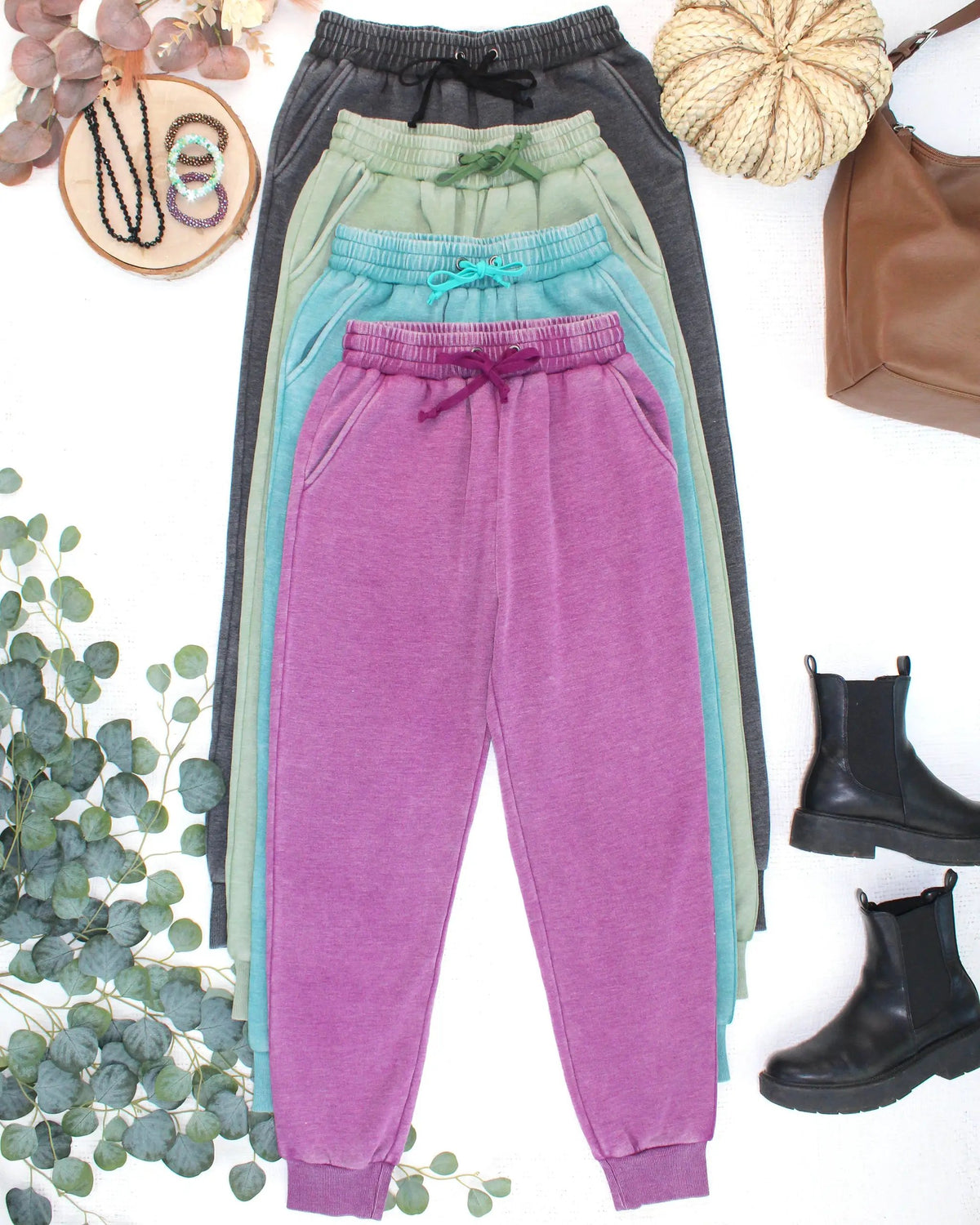 IN STOCK Vintage Wash Joggers - Black by Michelle Mae