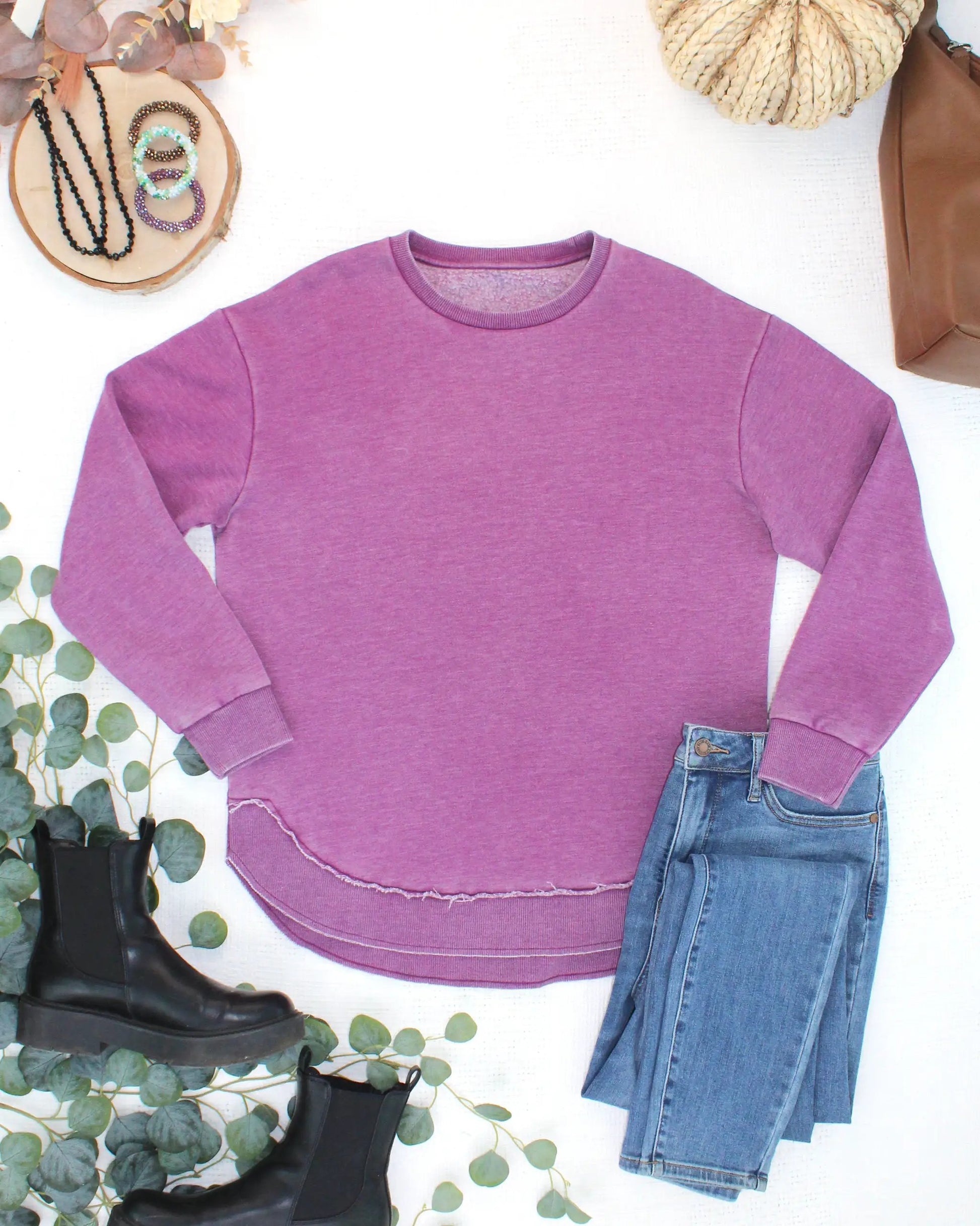 IN STOCK Vintage Wash Pullover - Purple by Michelle Mae