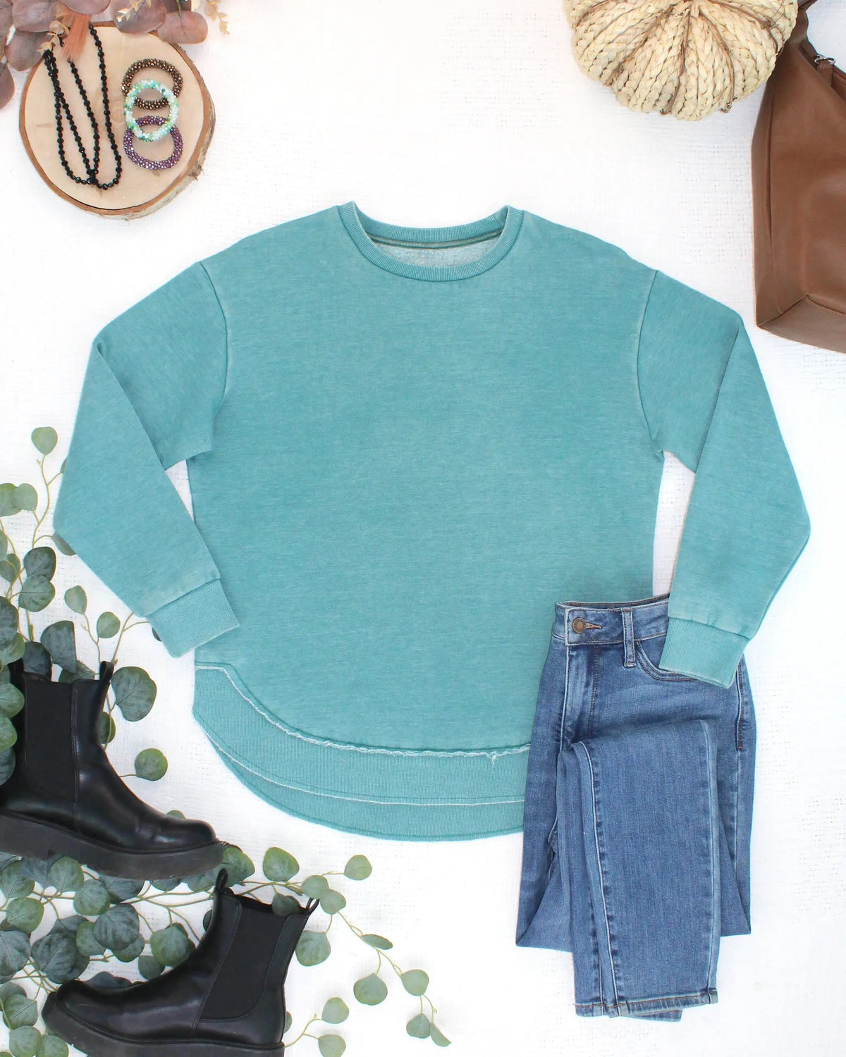 IN STOCK Vintage Wash Pullover - Teal by Michelle Mae