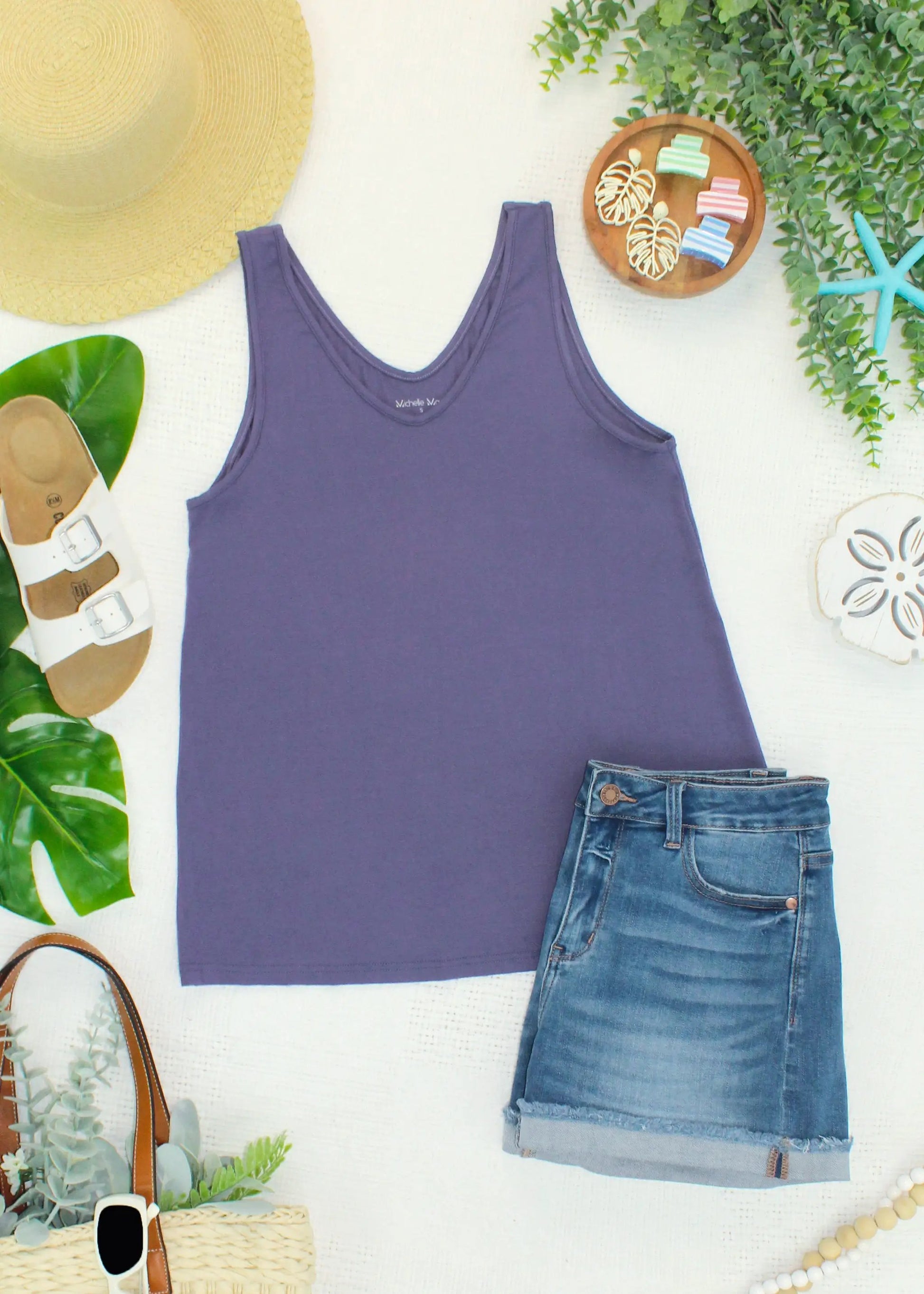 IN STOCK Vera V Neck Tank - Slate Purple FINAL SALE by Michelle Mae