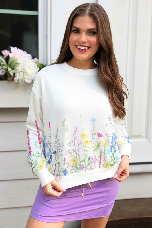 Wildflower Field Printed Pullover by Jess Lea