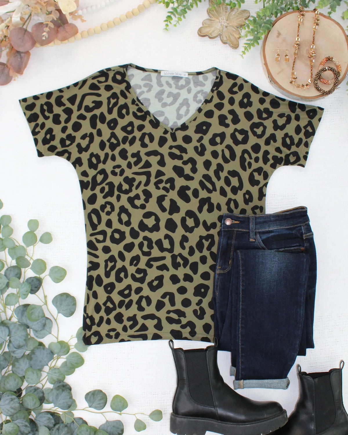 IN STOCK Chloe Cozy Top - Olive Animal Print by Michelle Mae