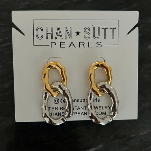 Gold And Silver Chain Earrings Water Resistant Hypoallergenic Jewelry by Chansuttpearls