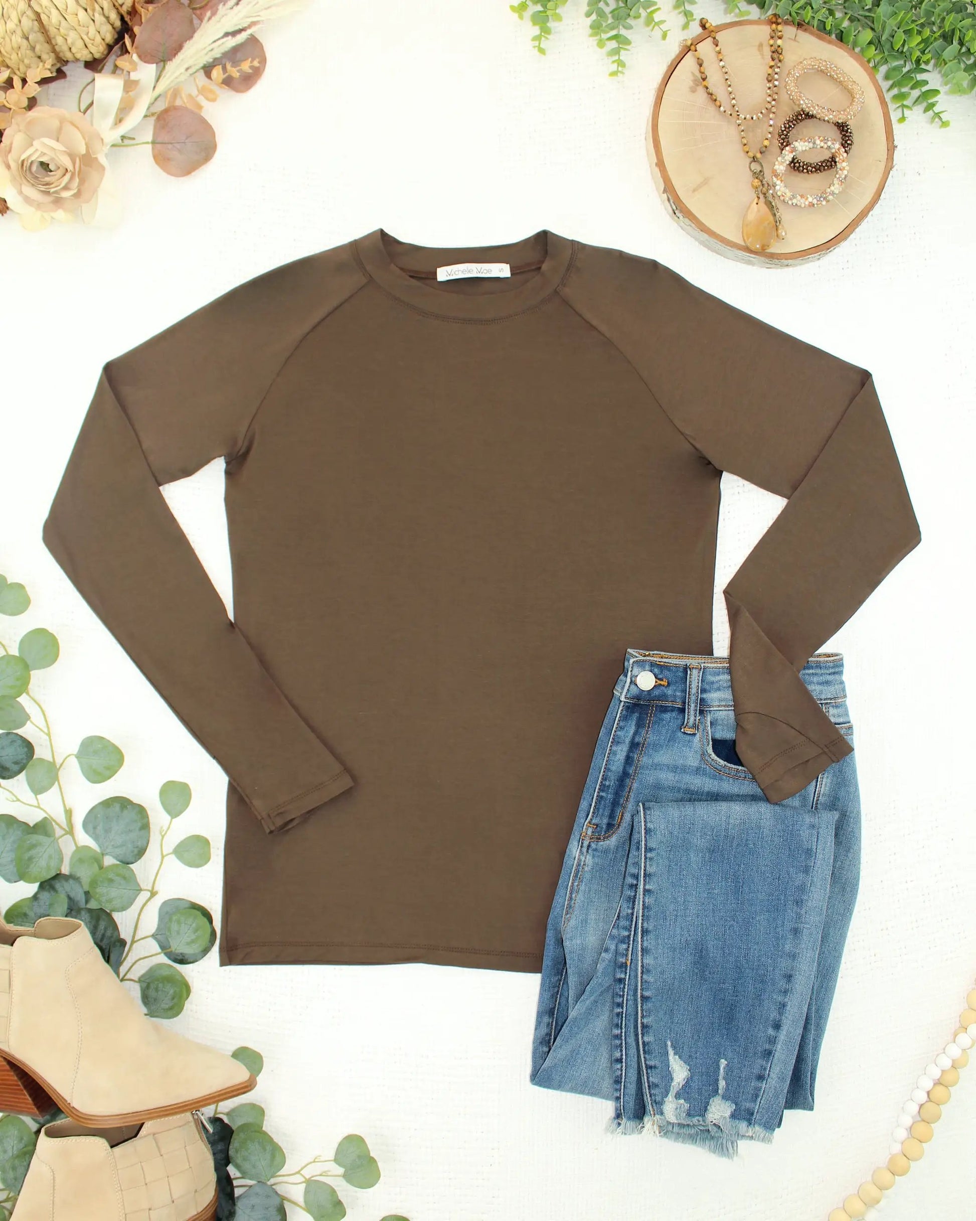 IN STOCK Blair Long Sleeve Top - Brown by Michelle Mae