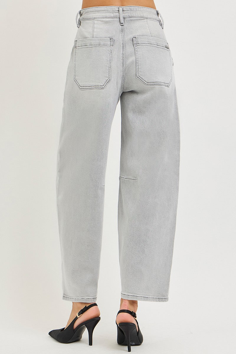 RISEN Slouchy Cropped Barrel Jeans by Trendsi