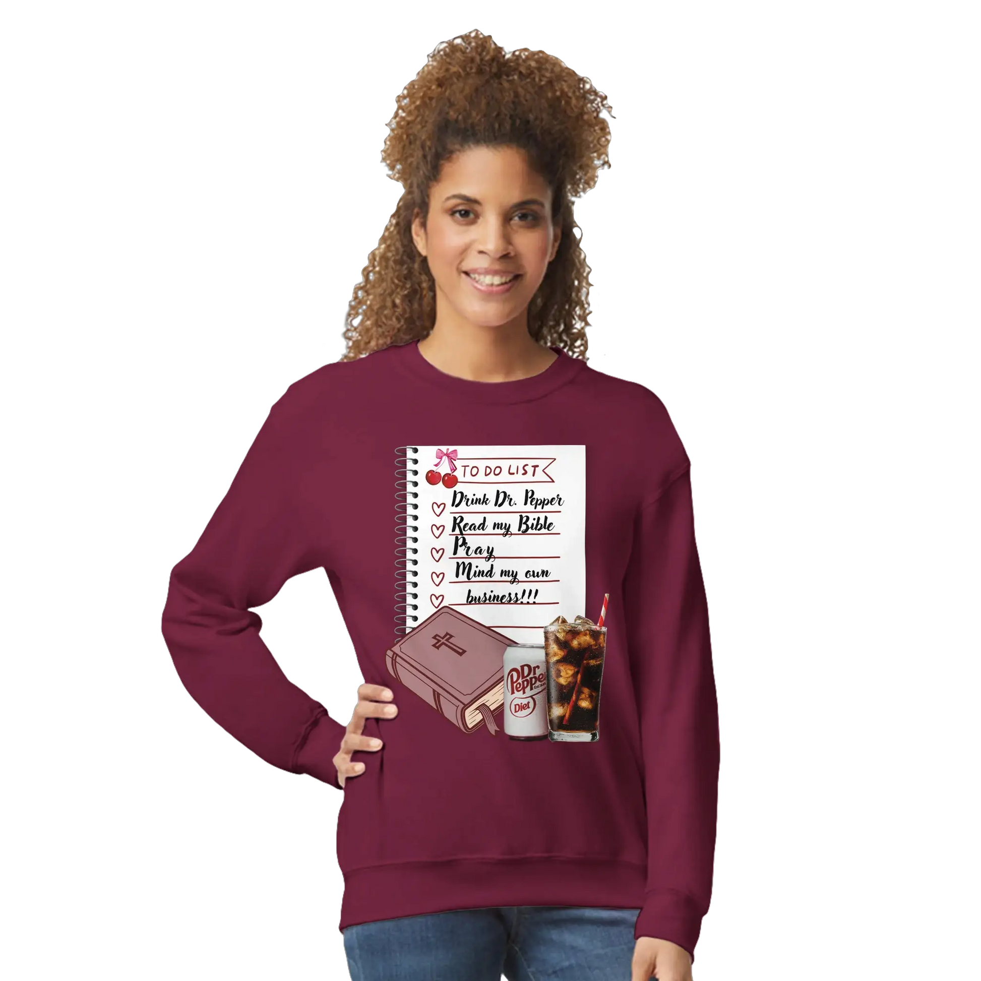 Bible & Soda Pop Classic Unisex Crewneck Sweatshirt | Gildan® 18000 Maroon by Knitted Grace Boutique