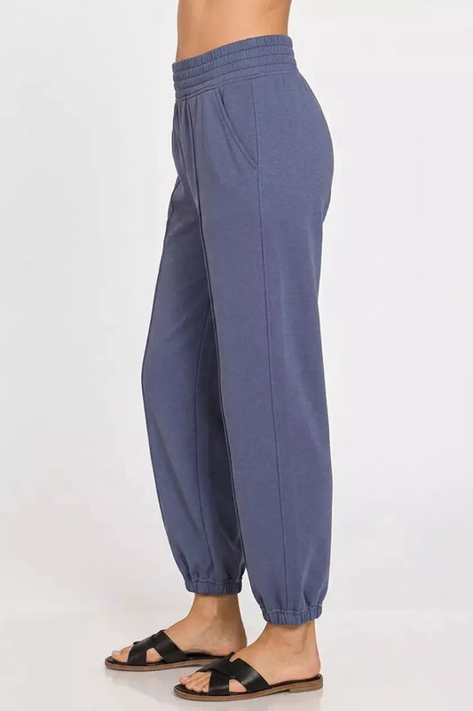 Zenana Scuba Elastic Waist Joggers with pockets by Trendsi