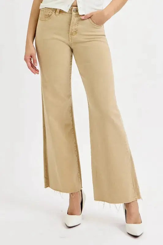 RISEN Full Size Raw Hem Wide Leg Jeans Plus Size by Trendsi