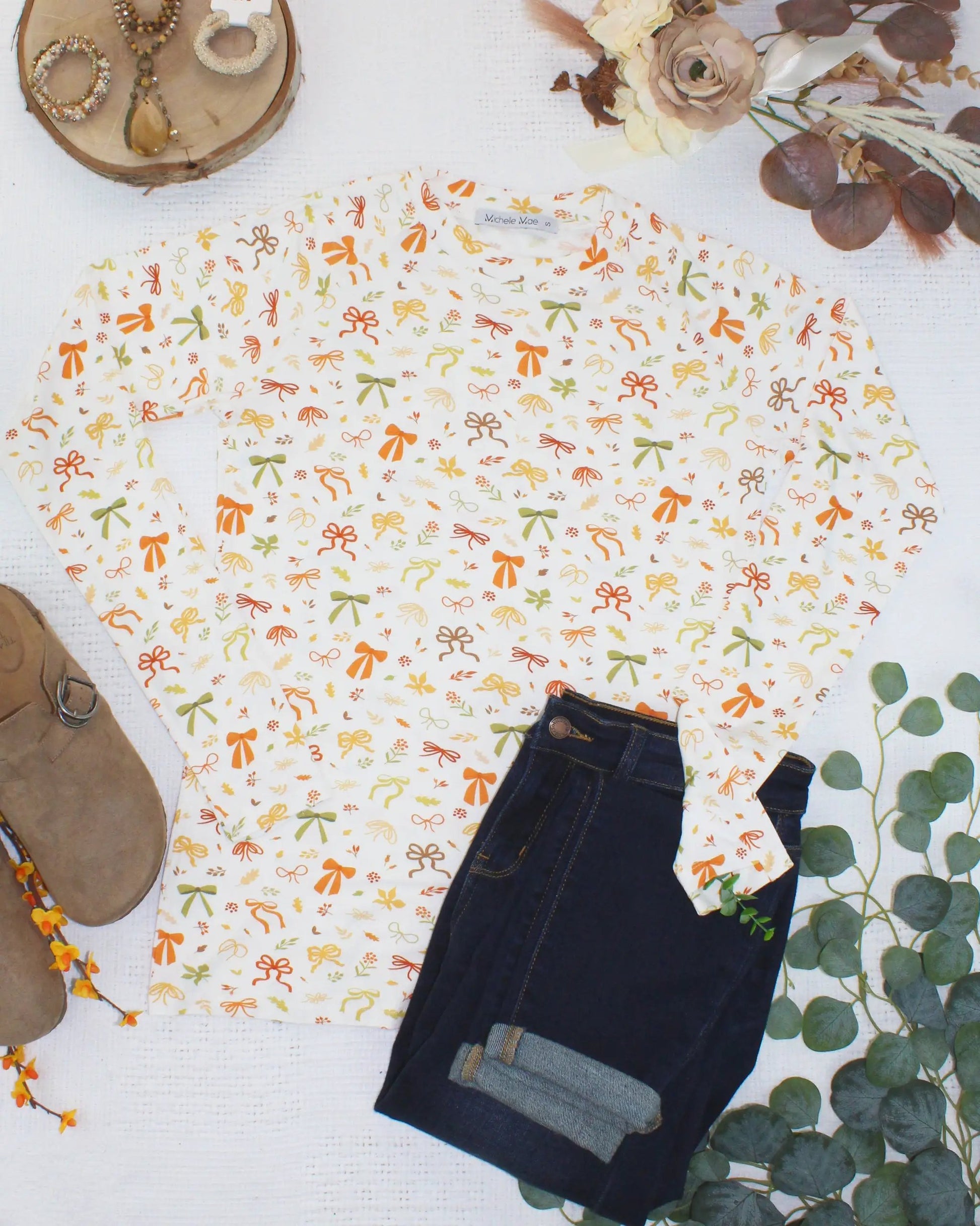 IN STOCK Blair Long Sleeve Top - Harvest Bows by Michelle Mae