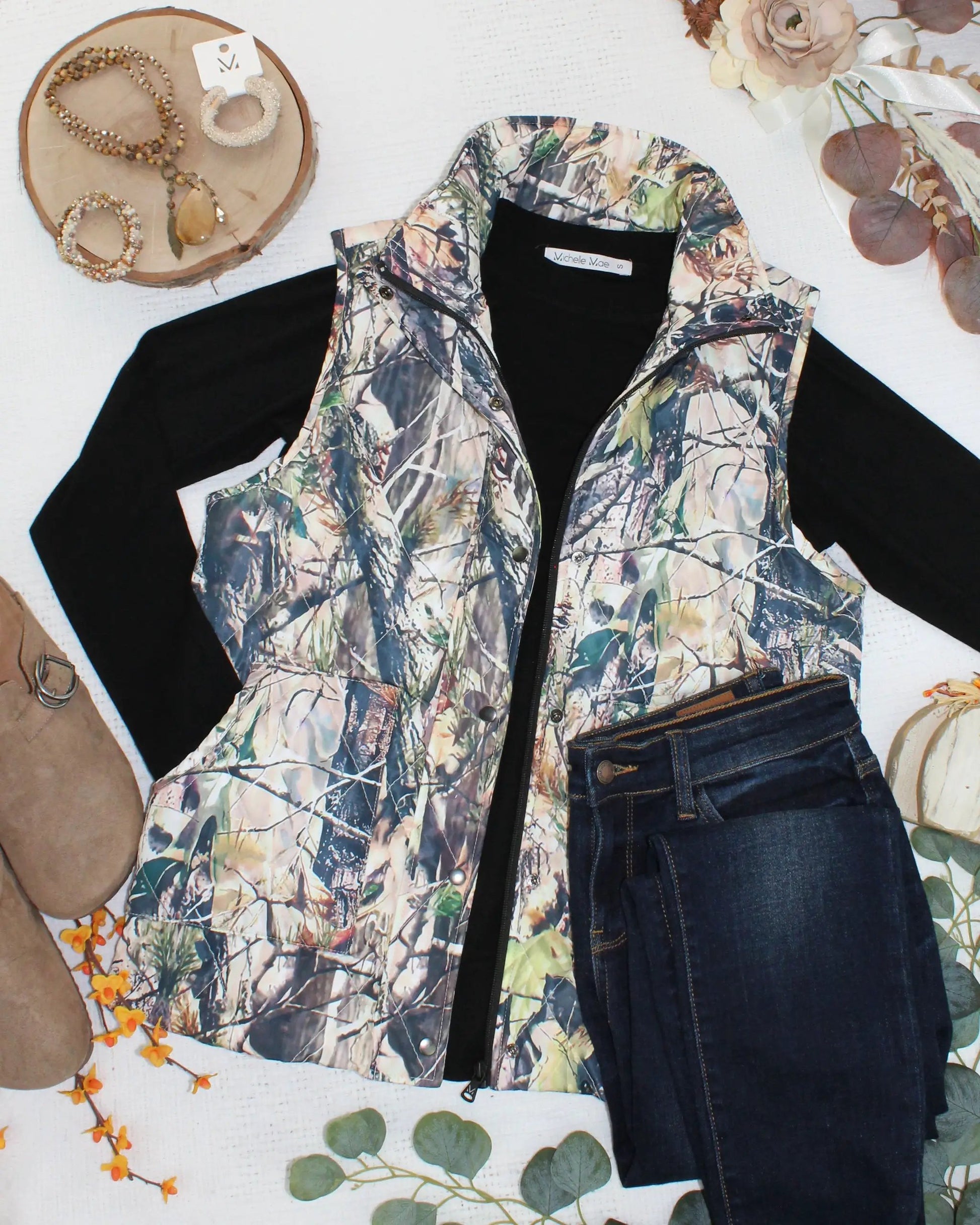 IN STOCK Remy Zip Up Vest - Dark Camo by Michelle Mae